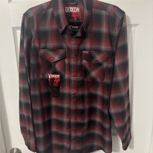 DIXXON Men's Red and Black Checkered Shirt